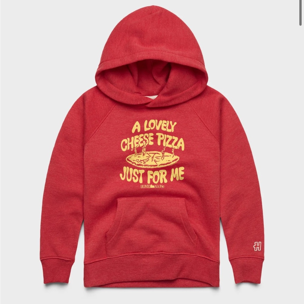 HOMAGE Youth Home Alone Cheese Pizza Just For Me Hoodie Red 10
